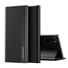 For Galaxy M60S/Note 10 Lite/A81 Side Electroplated Magnetic Ultra-Thin Horizontal Flip Leather Case with Holder(Black)