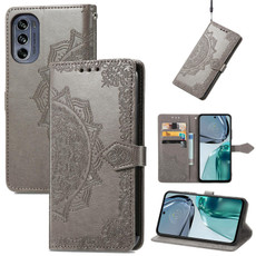 For Motorola Moto G62 Mandala Flower Embossed Leather Phone Case(Gray)