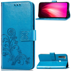 For Xiaomi Redmi Note 8  Four-leaf Clasp Embossed Buckle Mobile Phone Protection Leather Case with Lanyard & Card Slot & Wallet & Bracket Function(Blue) For Xiaomi Redmi Note 8  Four-leaf Clasp Embossed Buckle Mobile Phone Protection Leather Case with Lanyard & Card Slot & Wallet & Bracket Function(Blue)