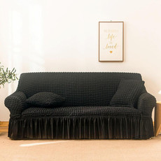 Living Room Stretch Full Coverage Skirt Style Sofa Cover, Size: Double M 145-185cm(One-color Black) Living Room Stretch Full Coverage Skirt Style Sofa Cover, Size: Double M 145-185cm(One-color Black)