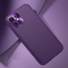 For iPhone 12 mini Plain Skin Leather Case (Purple)