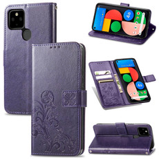 For Google Pixel 5A Four-leaf Clasp Embossed Buckle Mobile Phone Protection Leather Case with Lanyard & Card Slot & Wallet & Bracket Function(Purple) For Google Pixel 5A Four-leaf Clasp Embossed Buckle Mobile Phone Protection Leather Case with Lanyard & Card Slot & Wallet & Bracket Function(Purple)