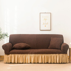 Living Room Stretch Full Coverage Skirt Style Sofa Cover, Size: Double M 145-185cm(Middle Coffee Beige) Living Room Stretch Full Coverage Skirt Style Sofa Cover, Size: Double M 145-185cm(Middle Coffee Beige)