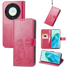 For Honor Magic5 Lite Four-leaf Clasp Embossed Buckle Leather Phone Case(Magenta) For Honor Magic5 Lite Four-leaf Clasp Embossed Buckle Leather Phone Case(Magenta)