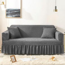 Living Room Stretch Full Coverage Skirt Style Sofa Cover, Size: Double M 145-185cm(One-color Grey) Living Room Stretch Full Coverage Skirt Style Sofa Cover, Size: Double M 145-185cm(One-color Grey)