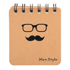 Small Portable Notebook Mini Pocket Coil Notes, Model: Glasses And Beard