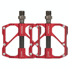 PD-M86C  1 Pair PROMEND Bicycle Road Bike Mountain Bike 3 Palin Carbon Fiber Bearing Pedal(Red)