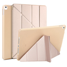 Multi-folding PU Leather Matte TPU Tablet Case For iPad Pro 10.2 2021 / 2020 / 10.5 2017(Gold)