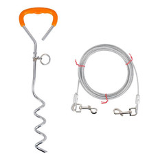 Outdoor Pet Leash Stainless Steel Ground Nail Fixing Bolt, Specification Upgrade + Wire Rope