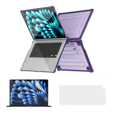 For MacBook Air 15.3 A2941 ENKAY Hat-Prince 3 in 1 Protective Bracket Case Cover Hard Shell with TPU Keyboard Film / PET Screen Protector, Version:US(Purple)