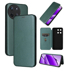 For Realme 11 4G Global Carbon Fiber Texture Flip Leather Phone Case(Green)