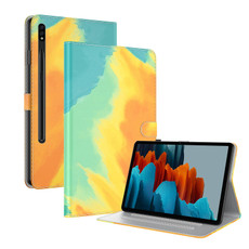 For Samsung Galaxy Tab S8+ / Tab S7+ Watercolor Pattern Flip Leather Tablet Case(Autumn Leaves)