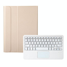 AK10-A 2 in 1 Detachable Bluetooth Keyboard + Lambskin Texture TPU Protective Leather Tablet Case with Touchpad & Holder for Lenovo Qitian K10 TB-X6C6X(Gold)