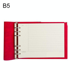 B5 Faux Leather Loose-leaf Grid Notebook, Style:Cornell Horizontal Wire Inner Core(Red)