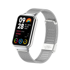 For Xiaomi Mi Band 8 Pro 18mm Steel Mesh Buckle Metal Watch Band(Silver)
