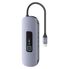 USAMS US-SJ642 PD100W 6 in 1 Aluminum Alloy Multifunctional Type-C HUB with Light(Metal Grey)