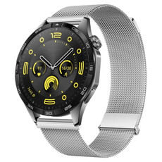 For Huawei Watch GT 4 46mm Milan Daul Magnetic Steel Mesh Watch Band(Silver)
