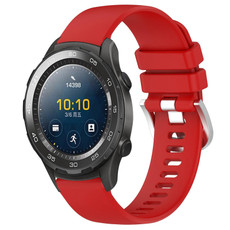 For Huawei Watch 2 20mm Liquid Glossy Silver Buckle Silicone Watch Band(Red)