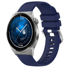 For Huawei Watch GT3 Pro 43mm 20mm Liquid Glossy Silver Buckle Silicone Watch Band(Dark Blue)