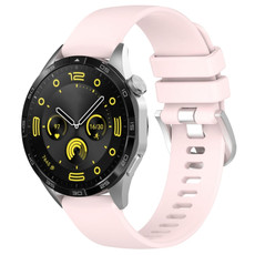 For Huawei Watch GT4 41mm 18mm Liquid Glossy Silver Buckle Silicone Watch Band(Pink)