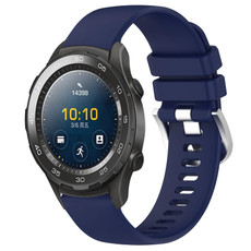 For Huawei Watch 2 20mm Liquid Glossy Silver Buckle Silicone Watch Band(Dark Blue)
