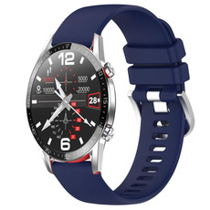 For Huawei Watch GT2 46mm 22mm Liquid Glossy Silver Buckle Silicone Watch Band(Dark Blue)