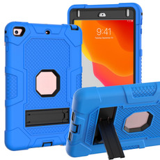 Contrast Color Robot Shockproof Silicone + PC Protective Case with Holder For iPad mini 5 / 4(Dark Blue Black)