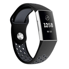 Two-color Round Hole Silicone Watch Band for Fitbit Charge 3, Watch Band Size:145-210mm(Grey)