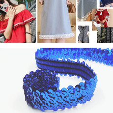 LP000330 Three-row Elastic Connection Sequins Lace Belt DIY Clothing Accessories, Length: 0.9m, Width: 3cm(Sapphire)