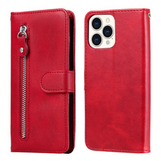 For iPhone 13 Pro Max Fashion Calf Texture Zipper Horizontal Flip Leather Case with Stand & Card Slots & Wallet Function (Red)
