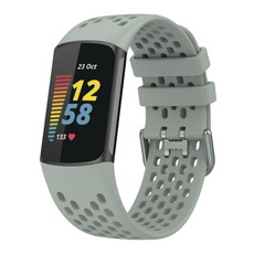 For Fitbit Charge 6 Solid Color Breathable Sports Silicone Watch Band(Gray)