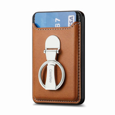 Magsafe Folding Ring Phone Card Bag Case for iPhone 15 / iPhone 14 / iPhone 13(Brown)