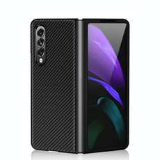 For Samsung Galaxy Z Fold3 5G Solid Color Carbon Fiber Texture PU Shockproof Protective Case(Black)