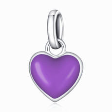 S925 Sterling Silver Heart Pendant DIY Bracelet Necklace Accessories(Purple)