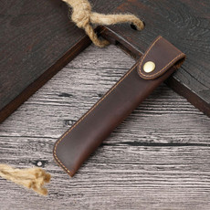 Pen Bag Personality Retro Pure Handmade First Layer Leather Pen Case Protective Cover(Mad Horse Skin Coffee)