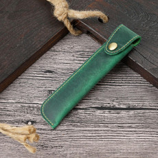 Pen Bag Personality Retro Pure Handmade First Layer Leather Pen Case Protective Cover(Mad Horse Skin Green)