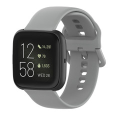 23mm Color Buckle Silicone Wrist Strap Watch Band for Fitbit Versa 2 / Versa / Versa Lite / Blaze, Size: S(Gray)