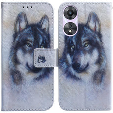 For OPPO A58 4G Coloured Drawing Flip Leather Phone Case(White Wolf)