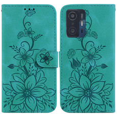 For Xiaomi 11T / 11T Pro Lily Embossed Leather Phone Case(Green)