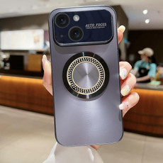 For iPhone 13 Large Window Diamond Magnifier Magnetic Phone Case(Black)