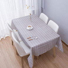 137x137cm Home Tablecloth No-wash PVC Coffee Table Cloth(Grey Plaid)
