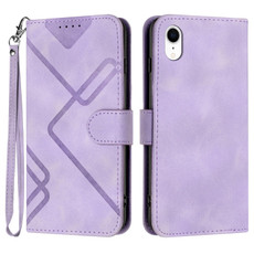 For iPhone XR Line Pattern Skin Feel Leather Phone Case(Light Purple)