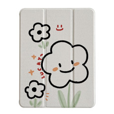 For iPad 10.2 2021 / 2020 / 10.5 3-Fold 360 Rotation Painted Leather Smart Tablet Case(Smile Flower)
