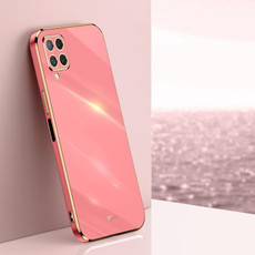 For Samsung Galaxy A22 4G XINLI Straight 6D Plating Gold Edge TPU Shockproof Case(Hawthorn Red)