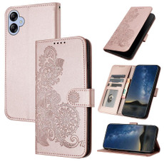 For Samsung Galaxy A04E Datura Flower Embossed Flip Leather Phone Case(Rose Gold)