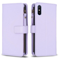 For Xiaomi Redmi 9A 9 Card Slots Zipper Wallet Leather Flip Phone Case(Light Purple) For Xiaomi Redmi 9A 9 Card Slots Zipper Wallet Leather Flip Phone Case(Light Purple)