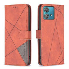For Motorola Edge 40 Neo Magnetic Buckle Rhombus Texture Leather Phone Case(Brown)