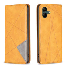 For Samsung Galaxy A05 Rhombus Texture Magnetic Leather Phone Case(Yellow)