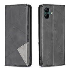 For Samsung Galaxy A05 Rhombus Texture Magnetic Leather Phone Case(Black)