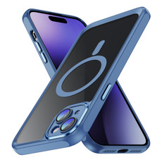 For iPhone 15 Plus MagSafe Magnetic PC + TPU Phone Case with Lens Film(Blue)